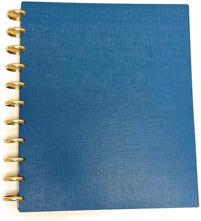 Talia Discbound Notebooks, Planner, Customizable, With 1" Gold Discs (Deep Lake Blue, Letter (8.5in x 11in)) by Talia