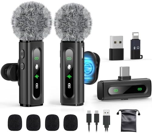 USB C Lavalier Microphone Wireless Mini Mic for Type-C Android Phone/Tablet/PC Video Recording Clip-on Mics with Rotatable Clip&Denoise Recording, Ideal for Vlog Tiktok Youtube Podcast Content Creator by GoorDik