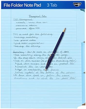 Find It File Folder Notepad - Pack of 12-9.5 x 12.5 Inch Notebook Organizer Folders for Filing, Document, and Clipboard Organization - Blue by Find+It%C2%AE