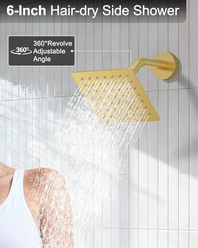 Brushed Gold Dual Shower System 11" Rain+6" Wall Head& 6-Mode Handheld - Image 5
