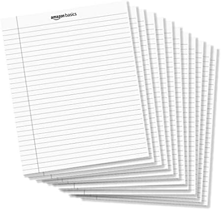 Amazon Basics Legal/Wide Ruled 8-1/2 by 11-3/4 Legal Pad, White, 600 Count (12 Pack of 50 Sheets) by AmazonBasics