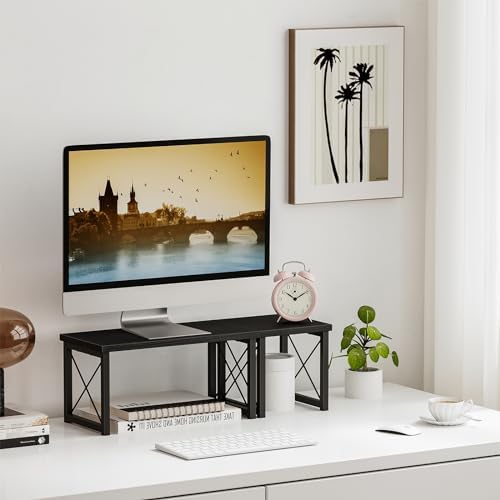Honiter Desk Shelf Desktop Organizer 2 Tier Wood Small Bookshelf,Rustic Brown Freestanding Adjustable, Organizer, Stackable, Desk Stand, Storage Organizers, Kitchen Counter Display Rack - Image 4