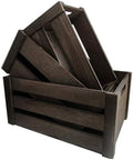 Rustic Wooden Crates Set of 3 - Reinforced Sturdy Wood Storage Crates with Cut-Out Handles, Assemble Easy Stackable Decorative Crates for Kitchen, Garage, Farmhouse by Unknown