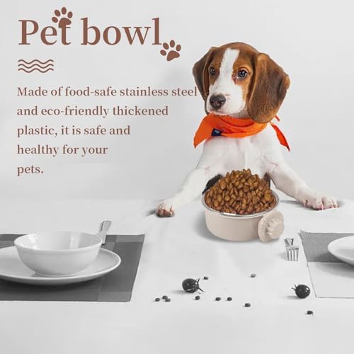 Pet Crate Bowls, Stainless Steel Dog Cage Hanging Bowl Removable Food Water Bowls for Dogs Cats Small Animals (Grey) - Image 4