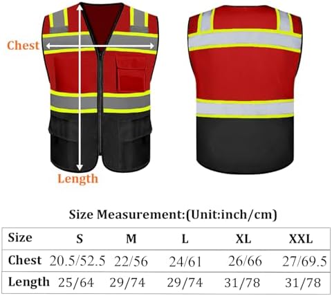 Safety Vest Customize Logo with 5 Pockets & Zipper Reflective High Visibility Vest Class 2 Outdoor Workwear - Image 2