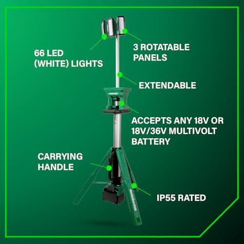 Metabo HPT 18V Cordless LED Tripod Site Light, 4,000 Lumen, UB18DGQ4 - Image 4