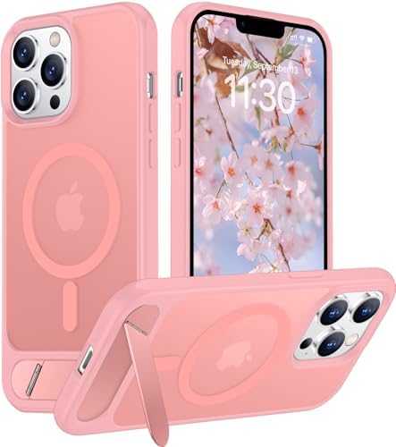 Temdan Magnetic Compatible with iPhone 13 Pro Case, [Built-in Invisible Kickstand][Compatible with MagSafe] [Military Grade Shockproof] Slim Translucent Matte Phone Case for iPhone 13 Pro 6.1" by Temdan