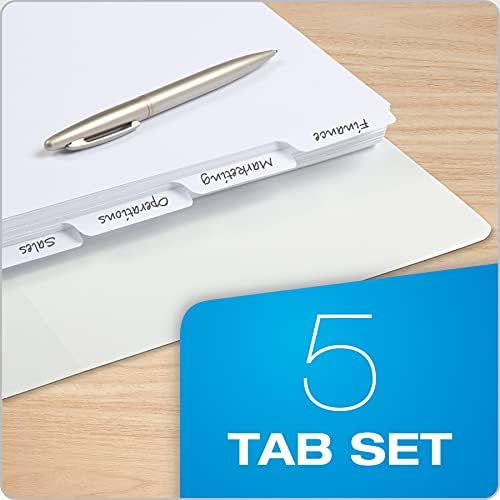 Oxford Blank Write On Binder, 1/5 Cut Tabs, 3 Hole Punch Dividers in 5 Tab Sets, 100-Dividers, 20 Sets, White (89981) (Pack of 5) - Image 6