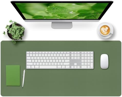 Bloss Olive Green Desk Mat 35.4" x 15.7", Desk Matt for Desktop, Large Leather Desk Pad, Waterproof Desk Pad Mat, Office Supplies for Women by Bloss