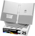 FILE-EZ Two-Pocket Folders with 3-Prong Fasteners, Gray Color, 25-Pack, Durable Textured Paper, Matte Finish, Letter Sheet Size (EZ-92530) by FILE-EZ