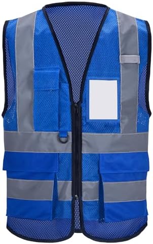 High Vis Safety Vest Reflective Strips, Multi-Pocket Design, Available in Yellow,Orange,black,Pink,blue,Red,purple by Unknown