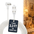 Clear Extension Cord 3.2FT, 3 Outlets, 0.6-Inch Flat Plug, 1 Pack by haultop