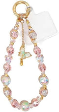 Bead Phone Wristband With Crystal Bow Pendant by Unknown