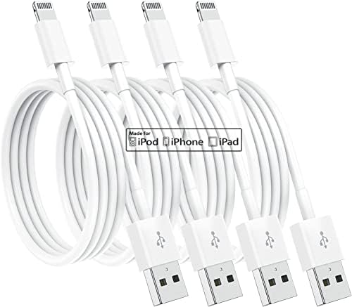 4 Pack [Apple MFi Certified] Apple Charging Cables 10ft, iPhone Chargers Lightning Cable 10 Foot, Fast iPhone Charging Cord for iPhone 14/14Pro/13/13Pro/12/11/11Pro/11Max/ X/XS/XR, ipad(White) by Susnwere