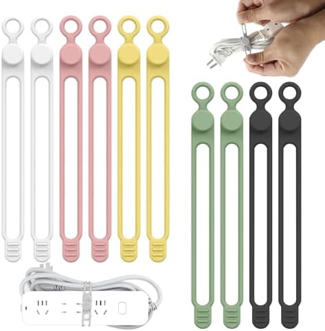 UMUST Silicone Cable Straps,10PCS 7.1"Cord Ties, Reusable Cable Ties，Travel Cord Organizer，Wire Organizer Ties for Kitchen,Home,School,Bundle Storage for Cables Etc（5 Colors） by ELECTRONICACCESSORIES