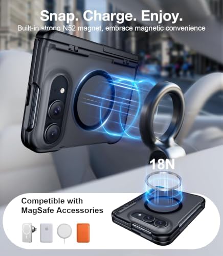 Temdan Magnetic for iPhone Duo Case Ultra Fold with Hidden Stand, Black - Image 5