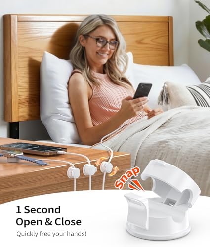 8 Pack Rotatable Cable Clips Cord Organizer,Desk Cable Management Accessory,Cord Clips,Adhesive USB Wire Holder Keeper Organizer for Home Office Desk Phone Car Wall Desktop Nightstand Cable Organizer - Image 3