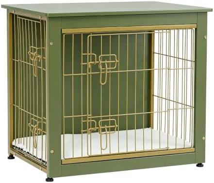 27" Dog Crate Furniture, Dog Kennel Indoor, with Waterproof Cushion by DWANTON