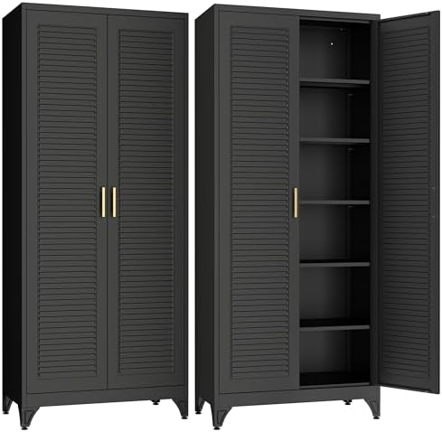 SteeLoong 75" Metal Storage Cabinet with Doors and 5 Adjustable Shelves by Steeloong