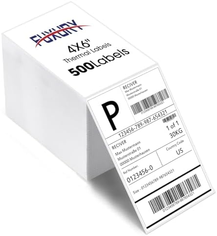 Fuxury Thermal Labels 4x6 500 Labels Fanfold Direct Shipping Label by Fuxury