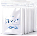 3''X 4'' (Pack of 100) 2 Mil Thick Clear Reclosable Small Zip Plastic Poly Bags With Resealable Lock Seal Zipper for Photo, Jewelry, Bakery, Treats, Travel, Storage, Packaging & Shipping by HighQualityLeatherNeedlesBentNeedlesAndZipperPlasticBags