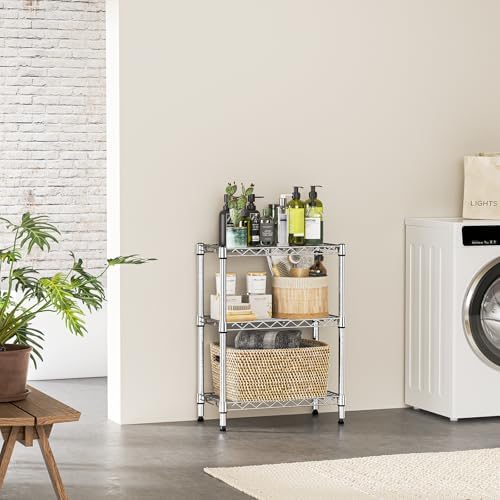 IZEUK 3-Tier Steel Storage Shelves, Heavy Duty Metal Shelf Wire Shelving Rack for Pantry, Kitchen, Living Room, or Office Organization (21.7" W x 11.8" D x 28.6" H, 750LBS, Chrome) - Image 6