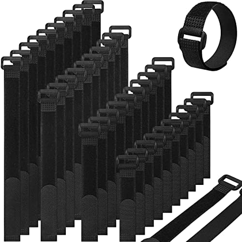 40pcs Reusable Cable Ties - 4 Sizes (6/8/10/12 Inch) - Hook and Loop Cinch Straps for Wire Management - Heavy Duty Cord Organizer & Wire Ties for Electronics, PC, Home & Office by AIRUEEKLOVELIFE