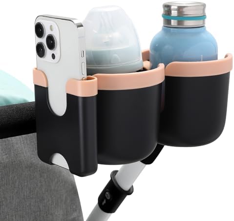 Accmor Stroller Cup Holder with Phone Holder, Bike Cup Holder, Walker Scooter Wheelchair Cup Holder Attachment, Universal Cup Holder for Uppababy Graco Strollers - Image 4