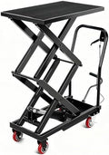 Hydraulic Lift Table Cart, 330 LBS Load Capacity 50 in Lifting Height, Manual Double Scissor Lift Table with Non-Slip Pad and 4 Wheels,Hydraulic Scissor Cart for Material Handling (330 LBS - Double) by GarveeTech