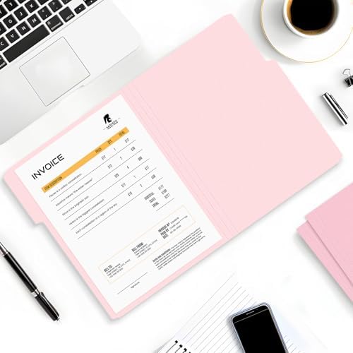 SUNEE File Folders, 120 Pack Manilla Folders 8.5 x 11, Colored File Folders Home Office School Supplies for Documents Files Paper, Pink - Image 5