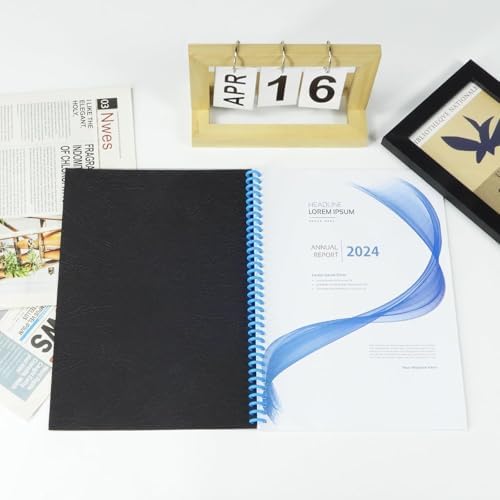 RAYSON 8.5" x 11" Black Leather Texture Binding Covers, 12 Mil Thick, 230gsm Paper, Un-Punched, Letter Size, 100 Pack - Image 5