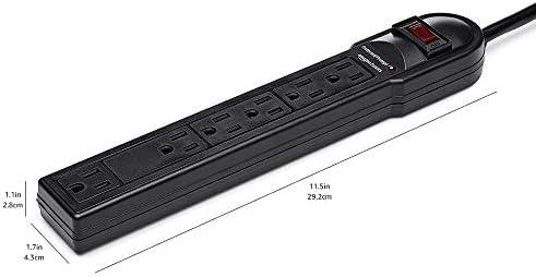 Amazon Basics Surge Protector Power Strip, 6-Outlet, 790 Joules, Circuit Breaker, LED Indicator Light, 6ft Extension Cord, Black - Image 5
