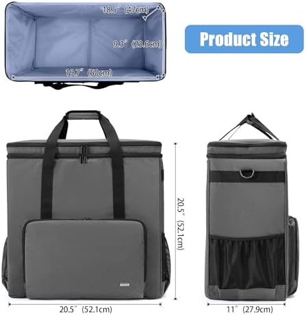 CURMIO Double-Layer PC Carrying Case, Computer Travel Bag for Tower, Gray - Image 5