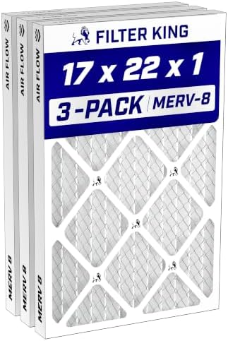 Filter King 17x22x1 Air Filter MERV 8, AC Furnace Filters (3-Pack) by FilterKing