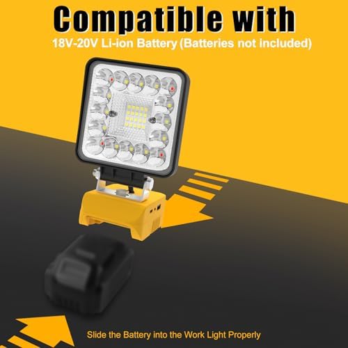 T-SUN 55W LED Cordless Work Light, Compatible with Dewalt 18V/20V Battery - Image 3