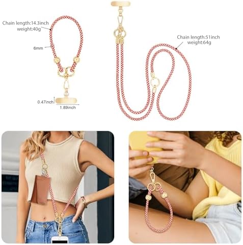 Crystal Phone Strap Crossbody and Wrist Lanyard, Anti Theft Layered & Wrist Strap Cell Phone Neck for Women - Image 5