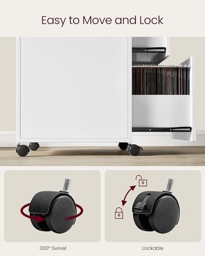 VASAGLE 2 Drawer File Cabinet, Rolling Printer Stand - Image 7