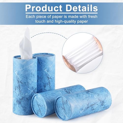SINGARO Car Tissue Holder, 4 Pack Car Cup Holder Facial Tissues with Travel Tissue Bag, Quick and Convenient Flower Combination Box(4 Canisters/200 Tissues) Blue - Image 3