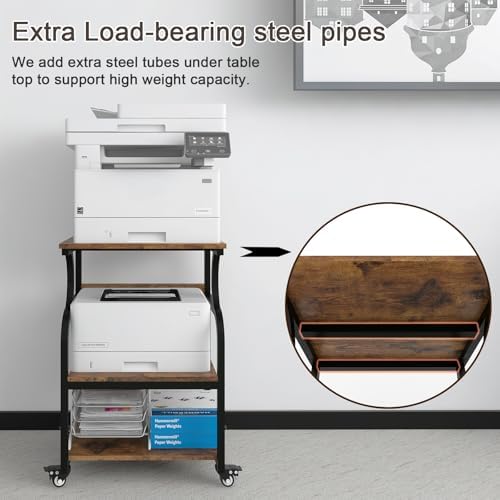 Natwind 3 Tier Large Printer Stand, 24"x20", with Charging Station,Retro - Image 5