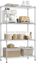 IZEUK 4-Tier Heavy Duty Steel Storage Shelves, Metal Shelf Wire Shelving Rack for Pantry, Kitchen, Home, or Office Organization (29.5" W x 13.7" D x 47.2" H, 1000LBS, Chrome) by IZEUK