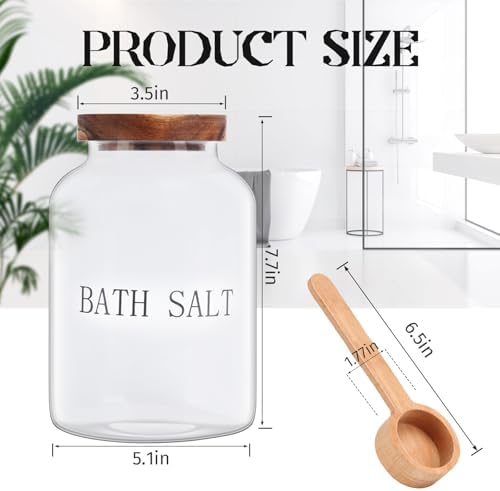 BKYFPQ 74 oz Bath Salt Container with Wooden Lid and Scoop - Image 2