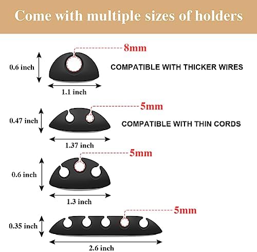 Shintop 16pcs Cord Organizer for Nightstand Phone Charger Cables (Black) - Image 2