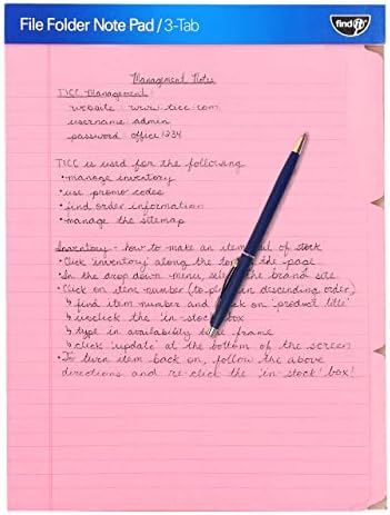Find It File Folder Notepad, 12-Ct 3rd-Cut Tab Organizer Folders, Pink by Find+It%C2%AE