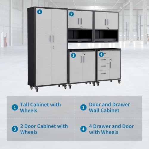 5-Piece Garage Storage Cabinets System Heavy Duty Workshop Set - Image 4
