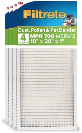 Filtrete 10x20x1 Air Filter, MERV 8, MPR 700, 4 HVAC Filters by Filtrete