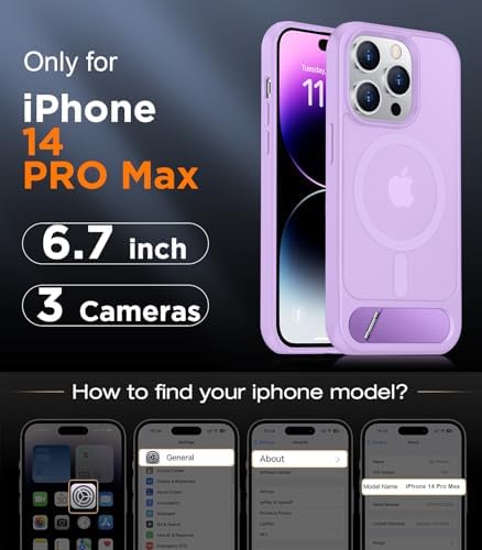 Temdan Magnetic Compatible with iPhone 14 Pro Max Case, [Built-in Invisible Kickstand][Compatible with MagSafe] [Military Grade Shockproof] Slim Translucent Matte Phone Case for iPhone 14 Pro Max 6.7" - Image 2