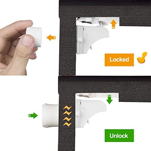 Vmaisi Adhesive Magnetic Locks for Cabinets & Drawers (32 Locks and 4 Keys) - Image 2