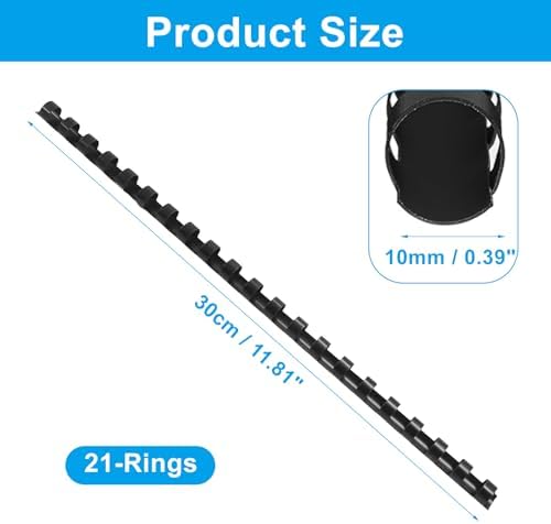 Plastic Spiral Binding Coils, 10mm (3/8") Diameter, Black, 100Pcs, 21Ring - Image 5