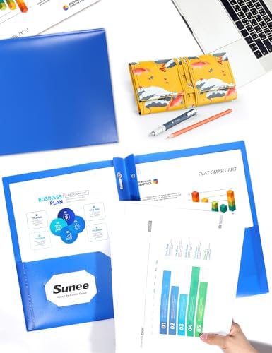 SUNEE 12-Pack Blue Plastic Folders with Pockets and Prongs, Letter Size, 9 x 11.5 in - Image 5
