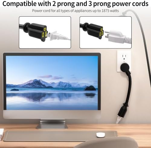 Vockjour 6 FT 2 Pack 14 Gauge Low Profile Flat Plug Extension Cord Black - Image 4